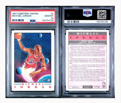 PSA 10 GEM MINT MICHAEL JORDAN 1991-92 FLEER PRO-VISIONS #2 OF 6