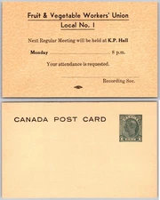 Canada Fruit Vegetable Workers Union Meeting Postcard