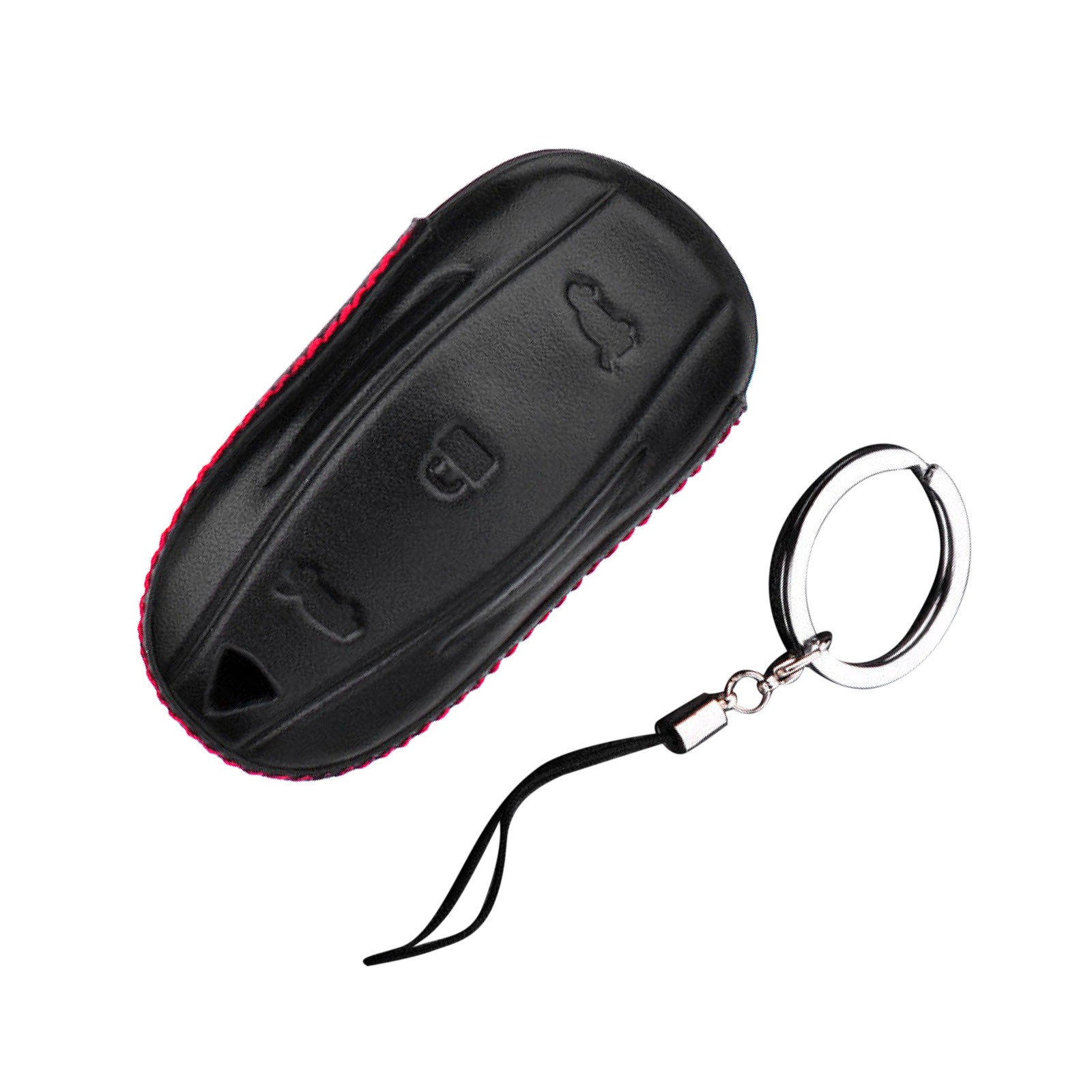 Car Key Protector Genuine Leather Cover Bag With Chain For Tesla Model S/X Fob H