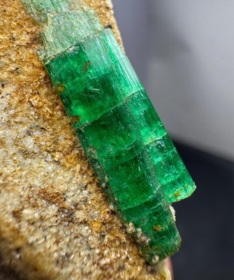 Transparent High Quality Panjsher Emerald Long Crystal On Natural Stone 44g