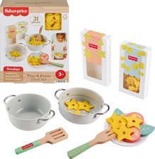 Wood Pretend Cooking Set, Pots  Pasta Chef, 31 Pieces Play Food  Wooden Utensi
