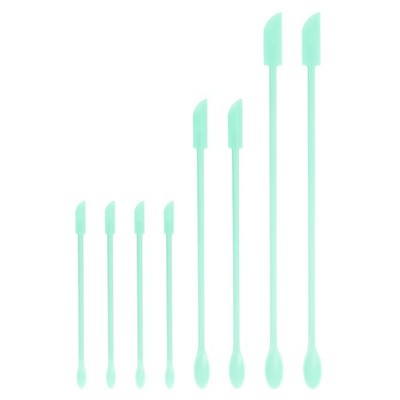 8pcs Silicone Spatula Cosmetic Spoon Makeup Brush Deep Bottle Scraper Green