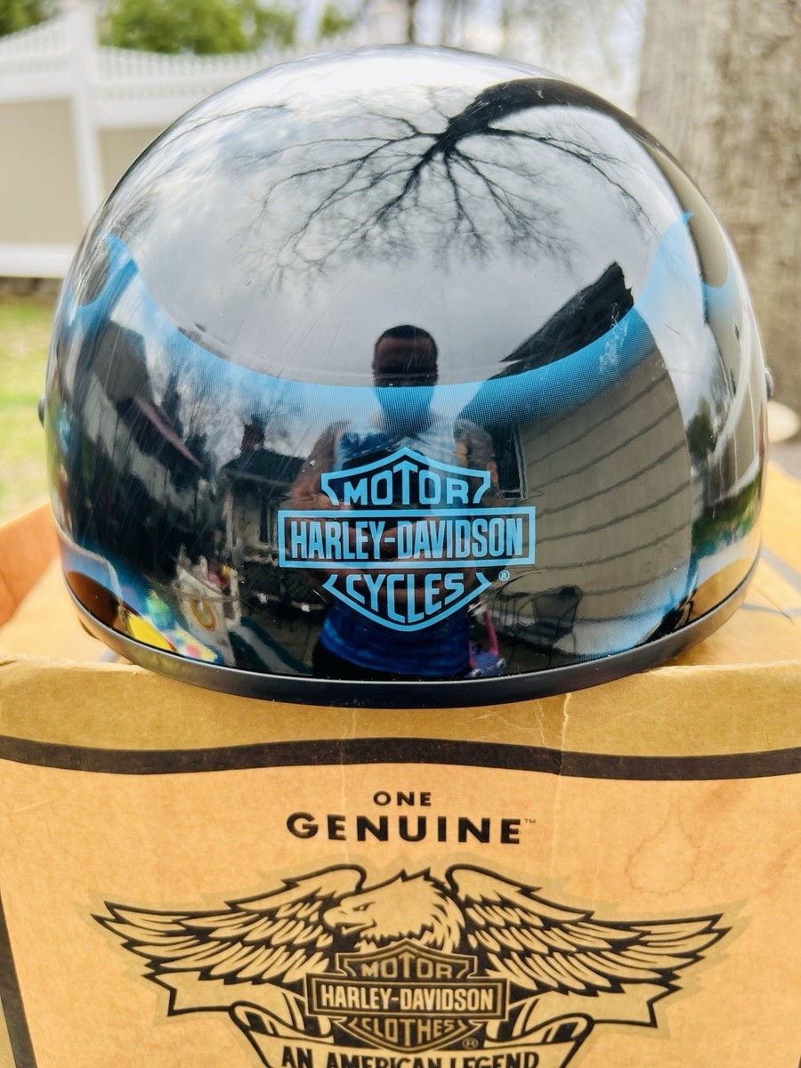 Vintage 05” Harley Davidson Propane Flame Half Helmet/OEM Box