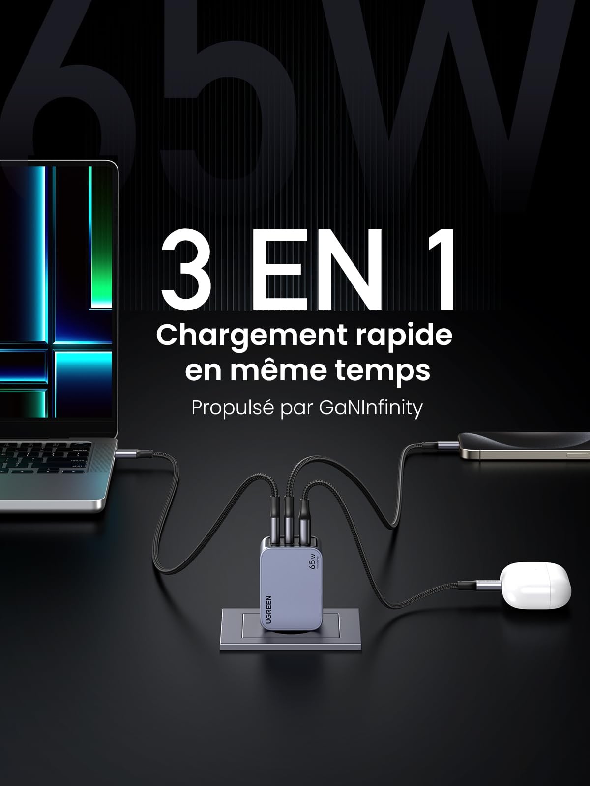 Chargeur USB C 65W Nexode Pro pour voyager léger avec iPhone - 3