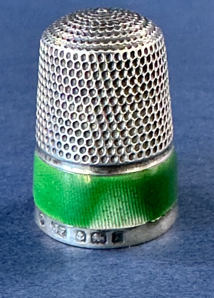 Sellos antiguos de de dedal de plata esterlina y esmalte de 1910 James Fenton Birmingham Foto 4 de 4