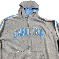 North Carolina Tar Heels Large hoodie Vintage Exposed Seam grey full zip Mens
