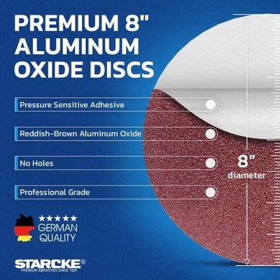 Starcke Premium 8 Inch PSA Sanding Discs Aluminum Oxide
