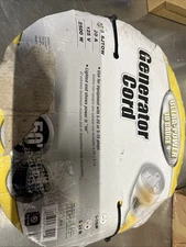 Generator Cord  Heavy Duty Yellow Power Cord 10 Gauge 50 ft 20Amp Lighted End