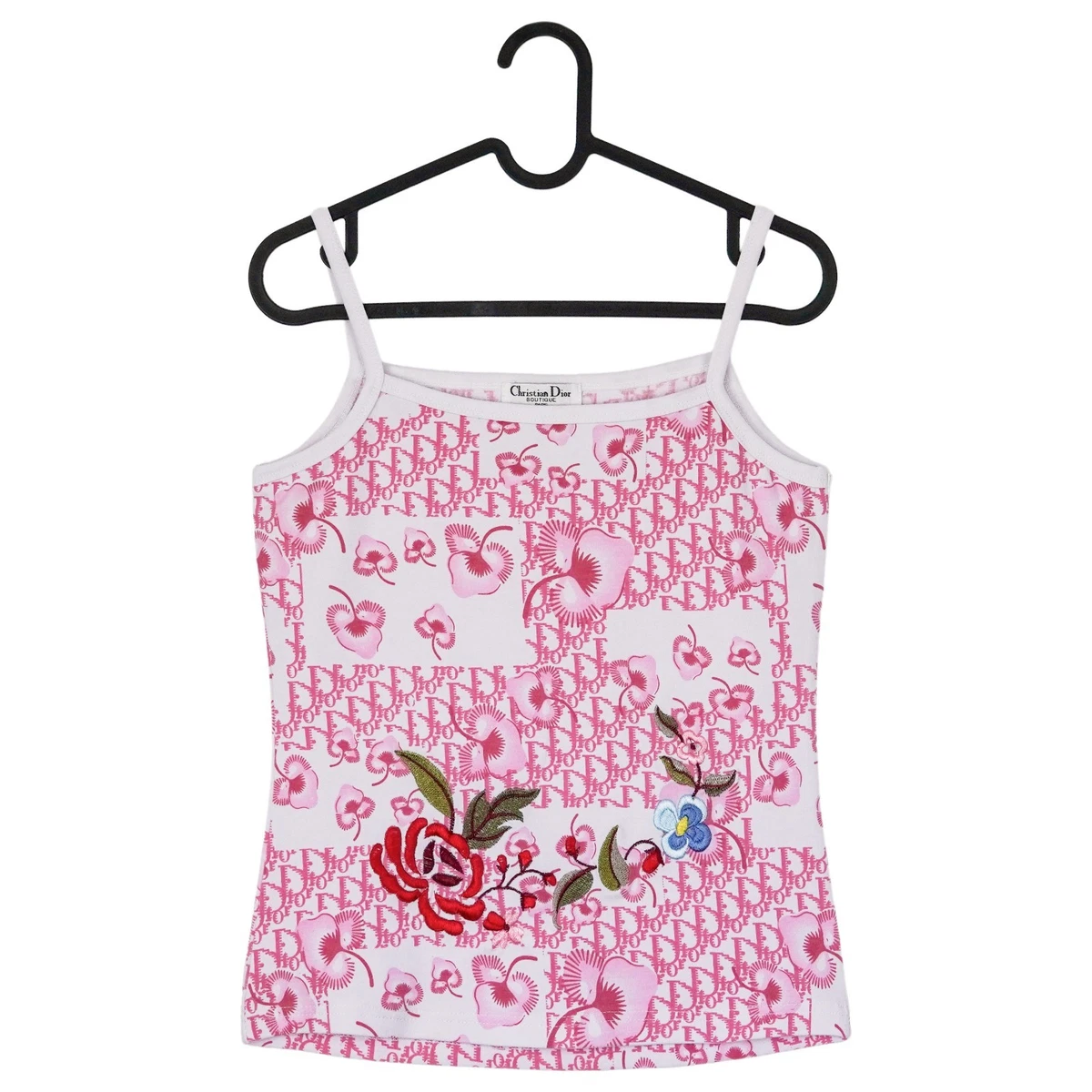 Christian Dior ピンク タンクトップ 42 Tank Top Light Pink Ribbed Cotton Jersey | DIOR