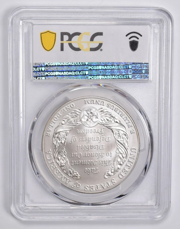 MS70 2010-W Disabled Veterans Commemorative Dollar PCGS Blue Label *2369 - Image 2 of 4