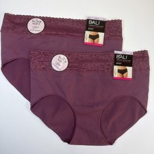 Bali Comfort Revolution Soft Lace Waistband 2 PK Brief Panties DFMLBF Mauve M/6
