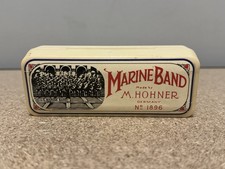 VINTAGE German M. Hohner Marine Band Harmonica A440 1896 Key of G W/Case