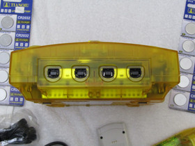 Clear Yellow Sega Dreamcast V1 Console Controller VMU Rayman 2 + Rumble Pak etc.
