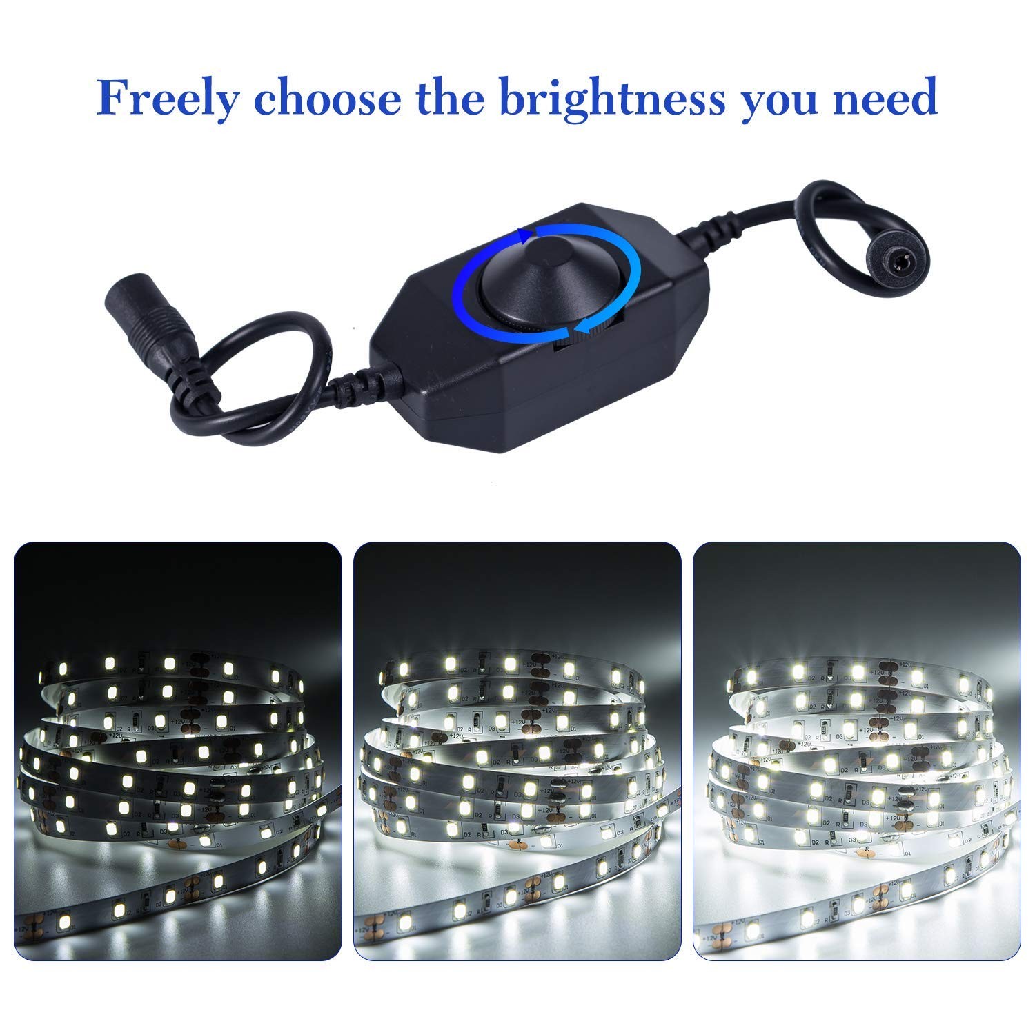 GUOTONG White LED Strip Lights Waterproof Cuttable 300 SMD 2835 6000K ...