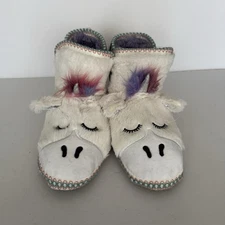 Muk Luks Unicorn Slipper Boots Women 9 Memory Foam Relax Pastel Novelty Fun