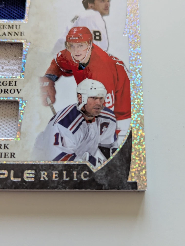 🔥#/20 SELANNE FEDOROV MESSIER 3 TRIPLE RELIC 2022-23 Leaf In the Game Used 🔥 - Image 4 of 4