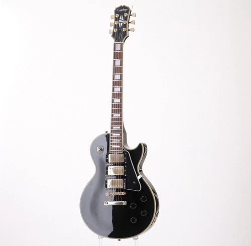 Used 2006 Epiphone Les Paul Custom Black Beauty Ebony 3PU HHH 4.52kg W/GB