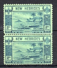 Nouvelles Hébrides 1938 2F Monnaie En Or SG 61 Paire Verticale MH