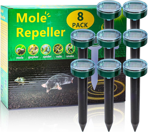 Upgrade 8Pack Mole Repellent for Lawns Gopher Repellent Ultrasonic Solar Powered