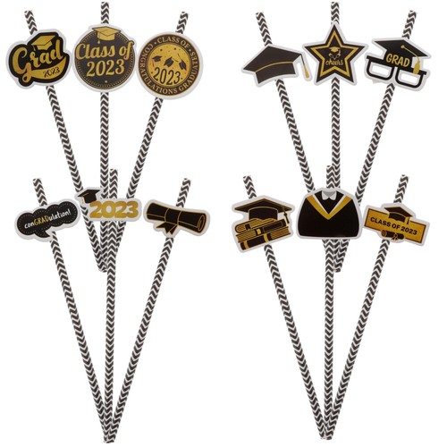  24 Pcs Party Paper Straws Kids Graduation Decorations Season Decorative - Picture 5 of 12