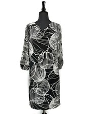 Banana Republic Black White Geometric Scoop Neck Shift Dress Size S