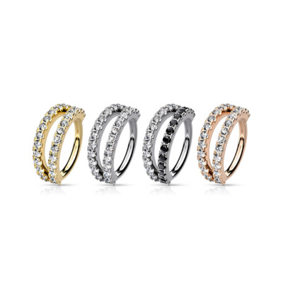 Double Lined Micro CZ Hoop Nose Ear Lip Cartilage Helix Daith Rook Tragus Rings