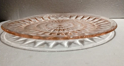 Qty 1 Windsor Diamond Pink 9" Dinner Plates Jeannette Glass Depression Vintage