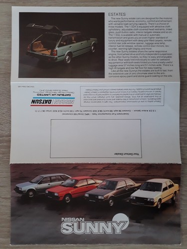 Nissan Sunny Range Brochure 1982 - Saloon Estate Coupe - Picture 3 of 3