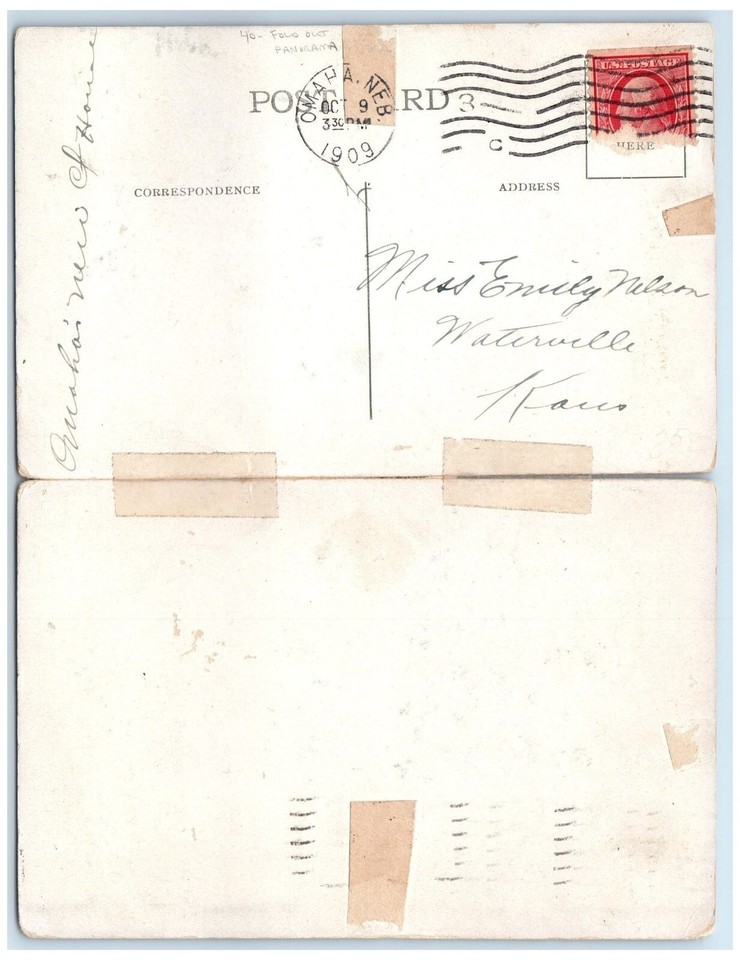 1909 New Court House Building Cars Omaha Nebraska NE Fold Out Panorama