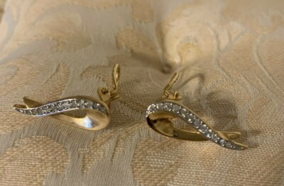 Vintage 90s OROTON Clip-on Gold Diamante Earrings As New - Main Image