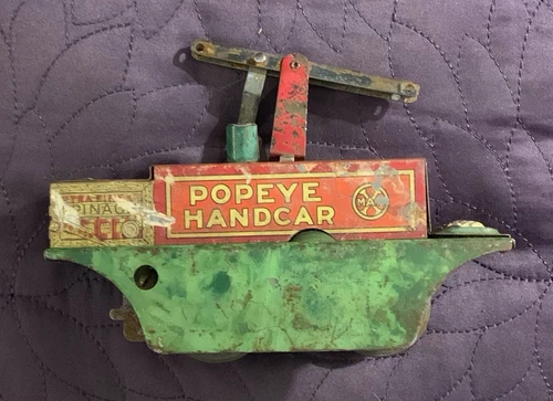 MARX  POPEYE  HANDCAR  HAND CAR  WIND UP  C. 1930'S  FOR PARTS OR REPAIR  MAR