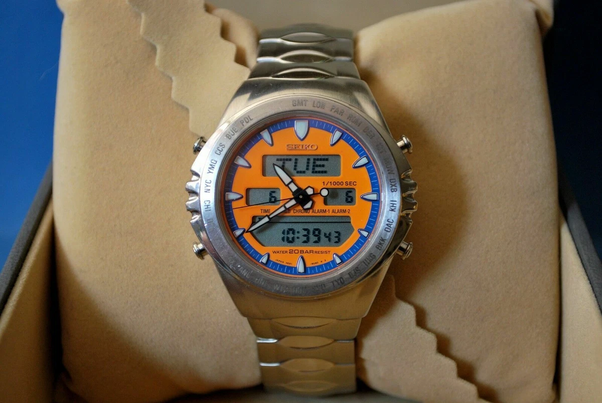 VINTAGE SEIKO H021 803A AO. GIUGIARO DESIGN. WORLD TIME 2 ALARMS