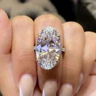Unique 13.65 Ct Oval Cut Moissanite Engagement Bridal Ring 14k White Gold Plated