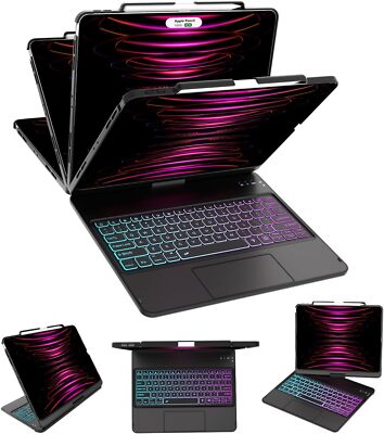 For iPad Pro 12.9 inch 6th/5th/4th/3rd Gen Touchpad Rotate Keyboard Case Cover