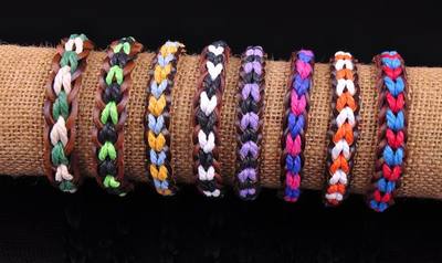 Lot 8pcs Surfer Hemp Leather Braided Men's Wristband Bracelet Bangle  Multi-Color