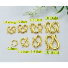 Gold S-Hook M-Hook 24K Plated Solid Yellow Necklace Bracelet Pendant Jewelry