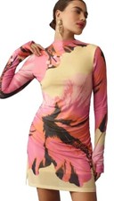 Farm Rio x Anthropologie Long-Sleeve Mock-Neck Mesh Mini Dress Size XL