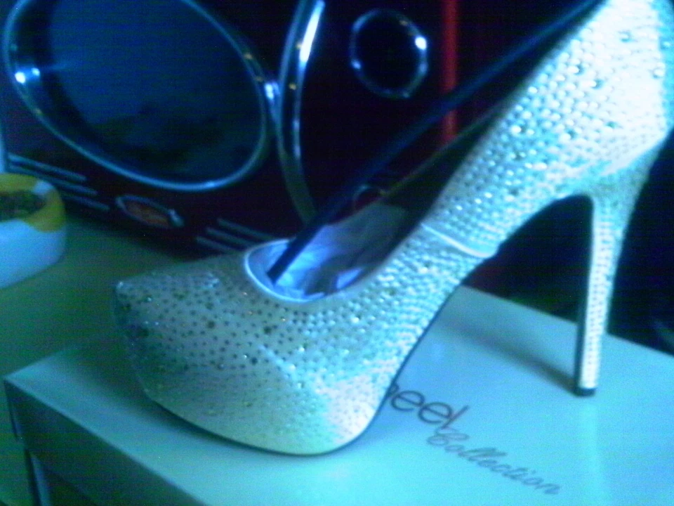 GISELLE-11 5 3/4" Heel Rhinestone DRAG DANCER Satin Platform, GOLD SATIN- SZ 10 - Image 3 of 4