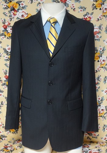 Giorgio Valentini Italian Bespoke Super 140’s Black Pinstripe Suit 36 - Picture 6 of 7