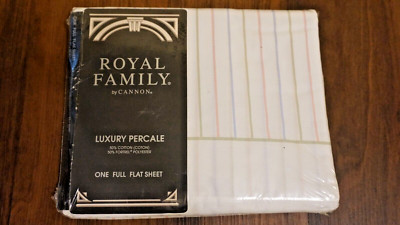 ROYAL FAMILY by CANNON LUXURY PERCALE ONE FULL FLAT SHEET BOSWELL  NEW