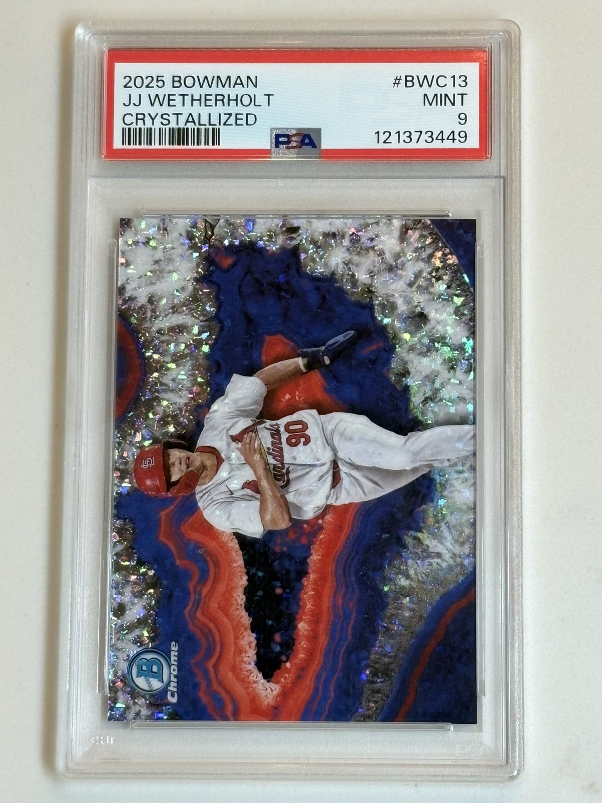 2025 Bowman JJ Wetherholt Crystallized Chrome #BWC-13 St. Louis Cardinals PSA 9