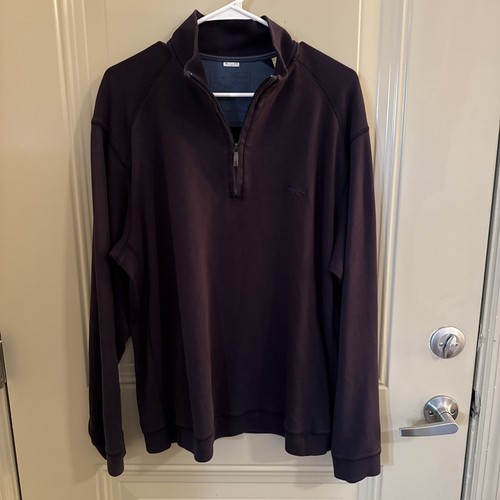 Tommy Bahama Men's Blue 1/4 Zip Cotton Knit Pullover Size Large Long Sleeve