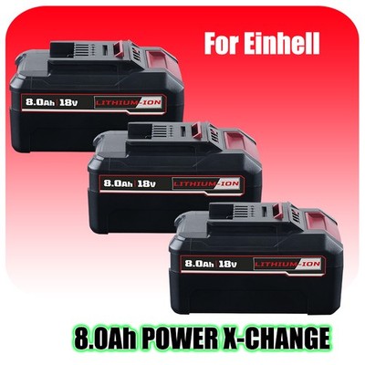 3X 8,0Ah Akku Für Einhell 18V Ersatzakku POWER X-CHANGE Lithium PXC Batterien