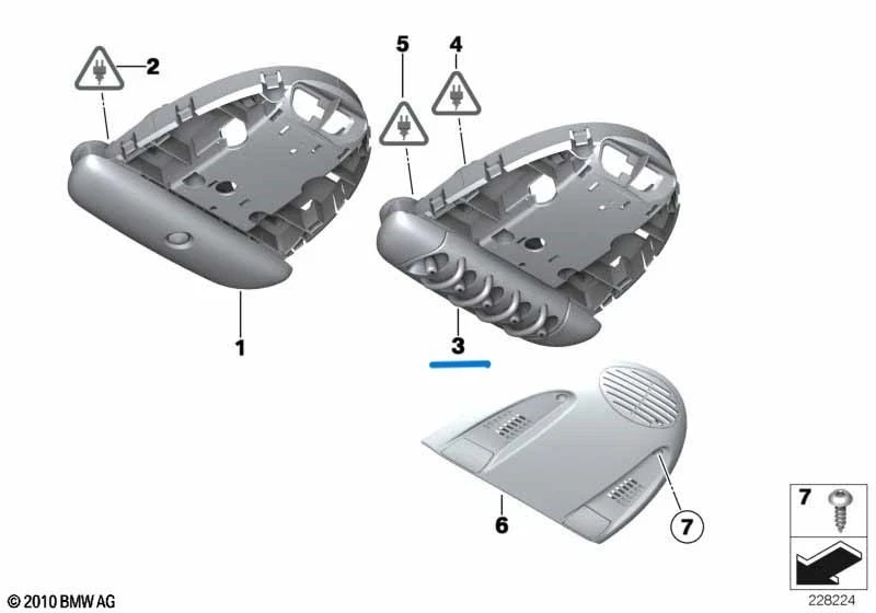 MINI COOPER CLUBMAN R56 R55 CENTRE ROOF LIGHTS AND SWITCHES 9806788 - Image 2 of 4