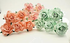 Mulberry paper Roses Flowers  5cm large varied colours card making Wedding x5