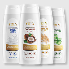 Yoly Shower Gel Set – 25.3 fl oz, Milk, Coconut, Aloe & Oatmeal (Variety Pack) 0.82 per gallon