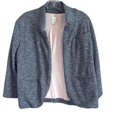LC Lauren Conrad Women's Gray 3/4 Sleeve Open Blazer 14 Casual Career Soft