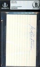Red Dutton Beckett BAS Signed 3x5 Index Card Hockey HOF Autograph