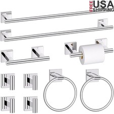 Bathroom Hardware Set Stainless Steel Towel Bar Hooks Ring Toilet Paper Holder
