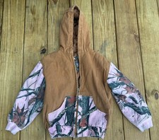 Outdoor Habitat Jacket Girls 7T Pink Camo Hooded Zip Canvas Hunting Thick